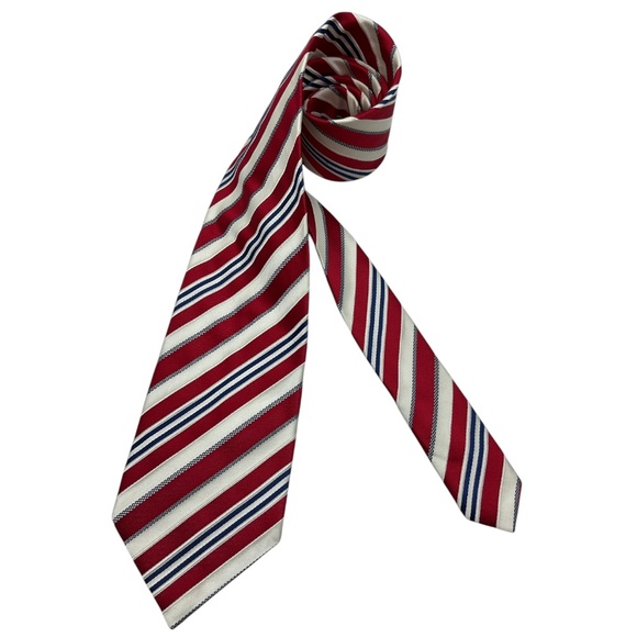 ALTEA Red/White Striped Silk LUXURY Tie ITALY - Picture 1 of 4